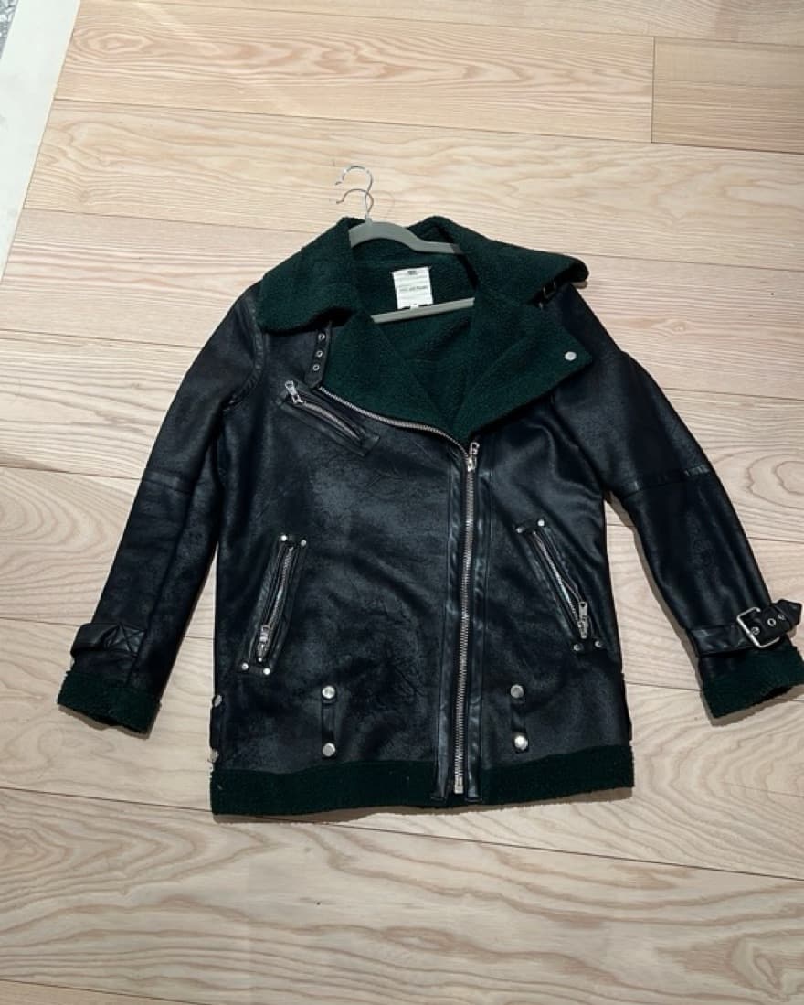 Avec les Filles Green Sherpa Moto Jacket - Image 4