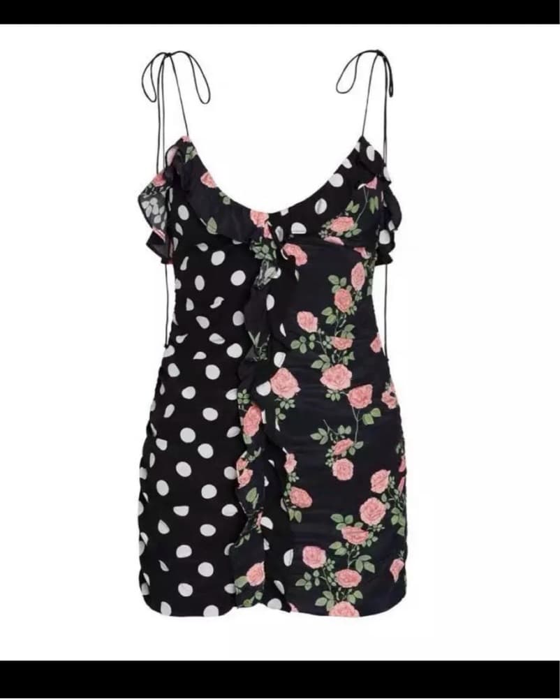 For Love & Lemons Floral Polka Dot Dress - Image 3