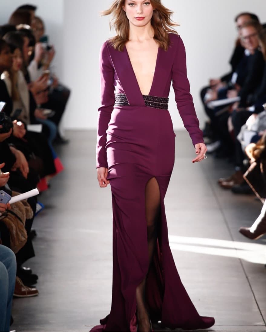 Pamella Roland Purple Deep V Gown  - Image 2