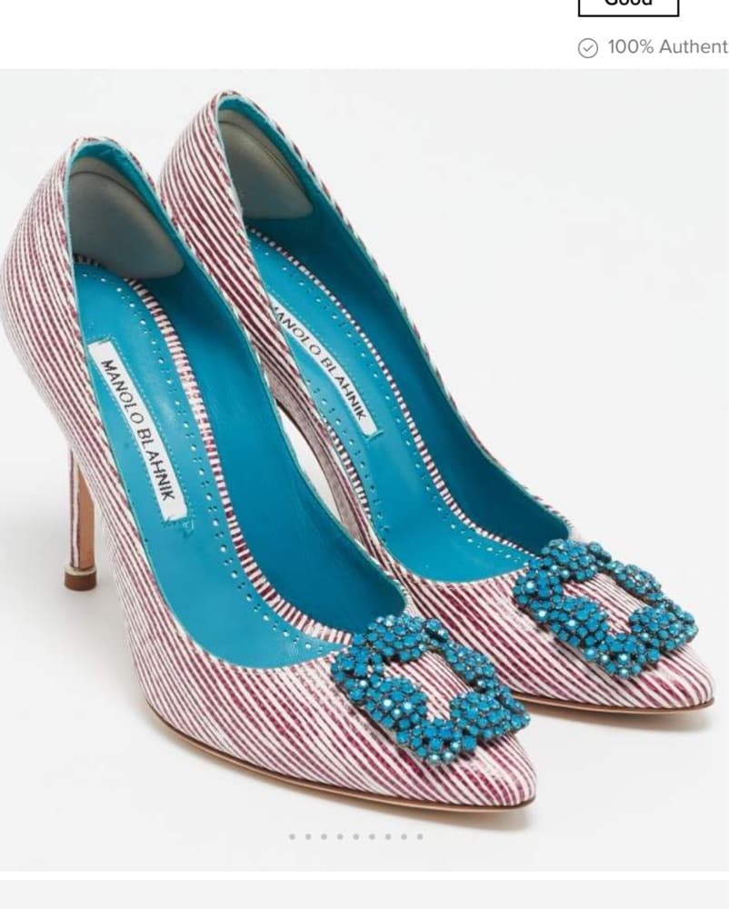 Vibrant Striped Embellished Heels - Image 4