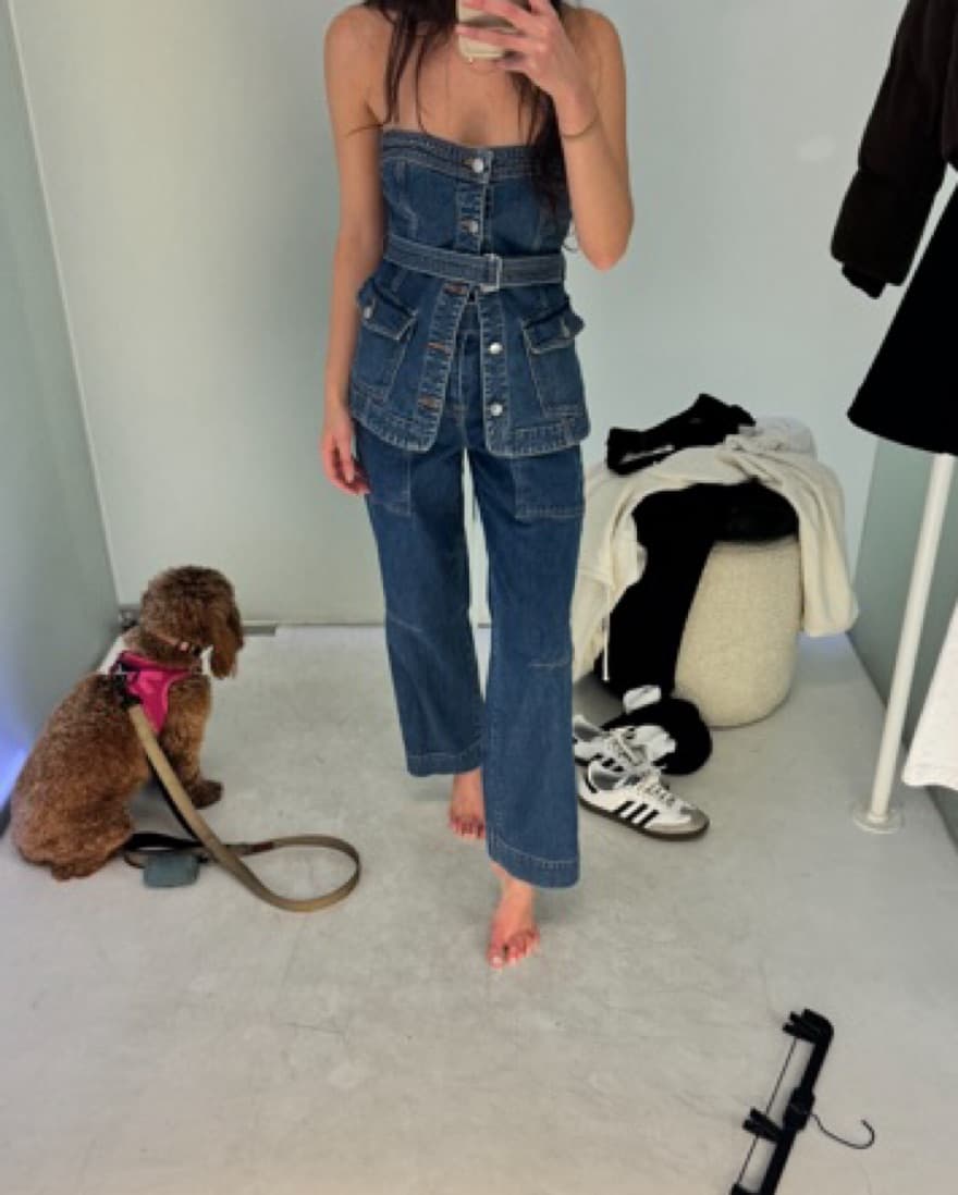 SIMKHAI Denim Belted Cargo Pant - Image 3