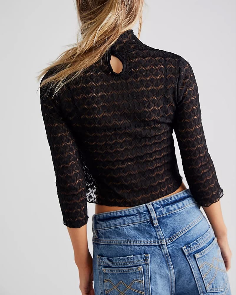 For Love and Lemons Black Lace Top - Image 3