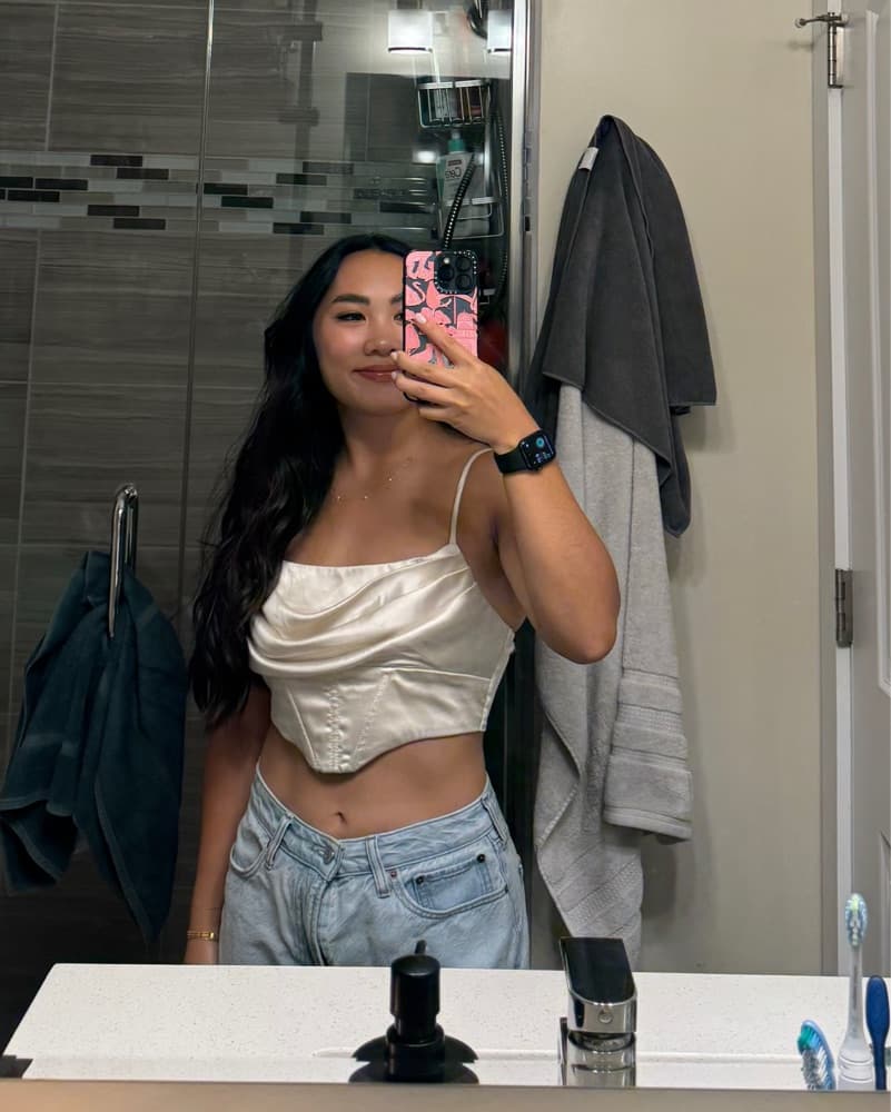 White Satin Corset Crop Top - Image 2