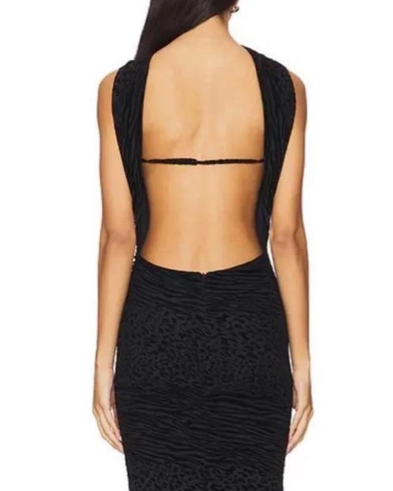 Revolve Black Midi Dress - Image 4