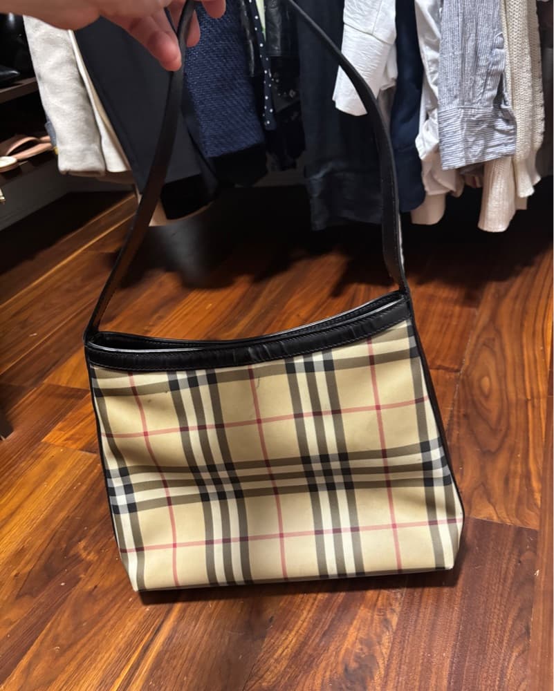 Vintage Burberry Plaid Shoulder Bag - Image 4