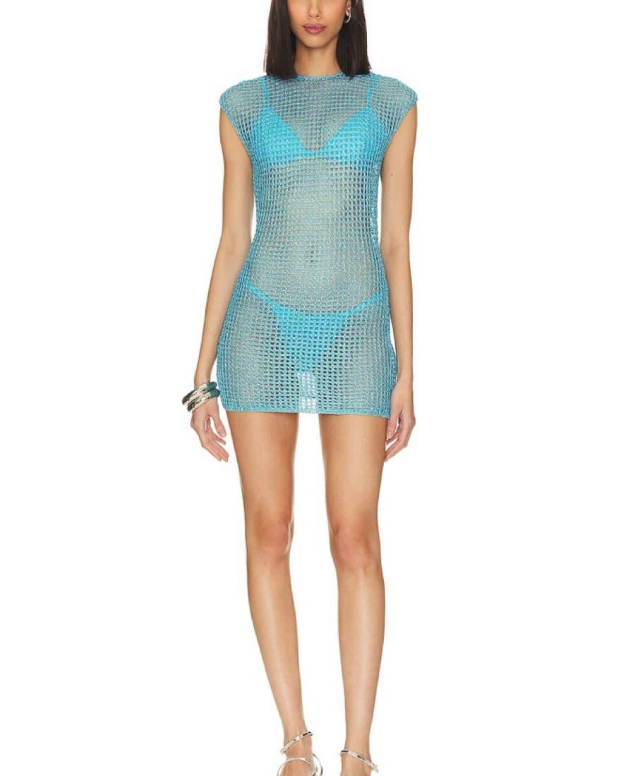 Hyde Sequin Knit Mini Dress in Blue - Image 1