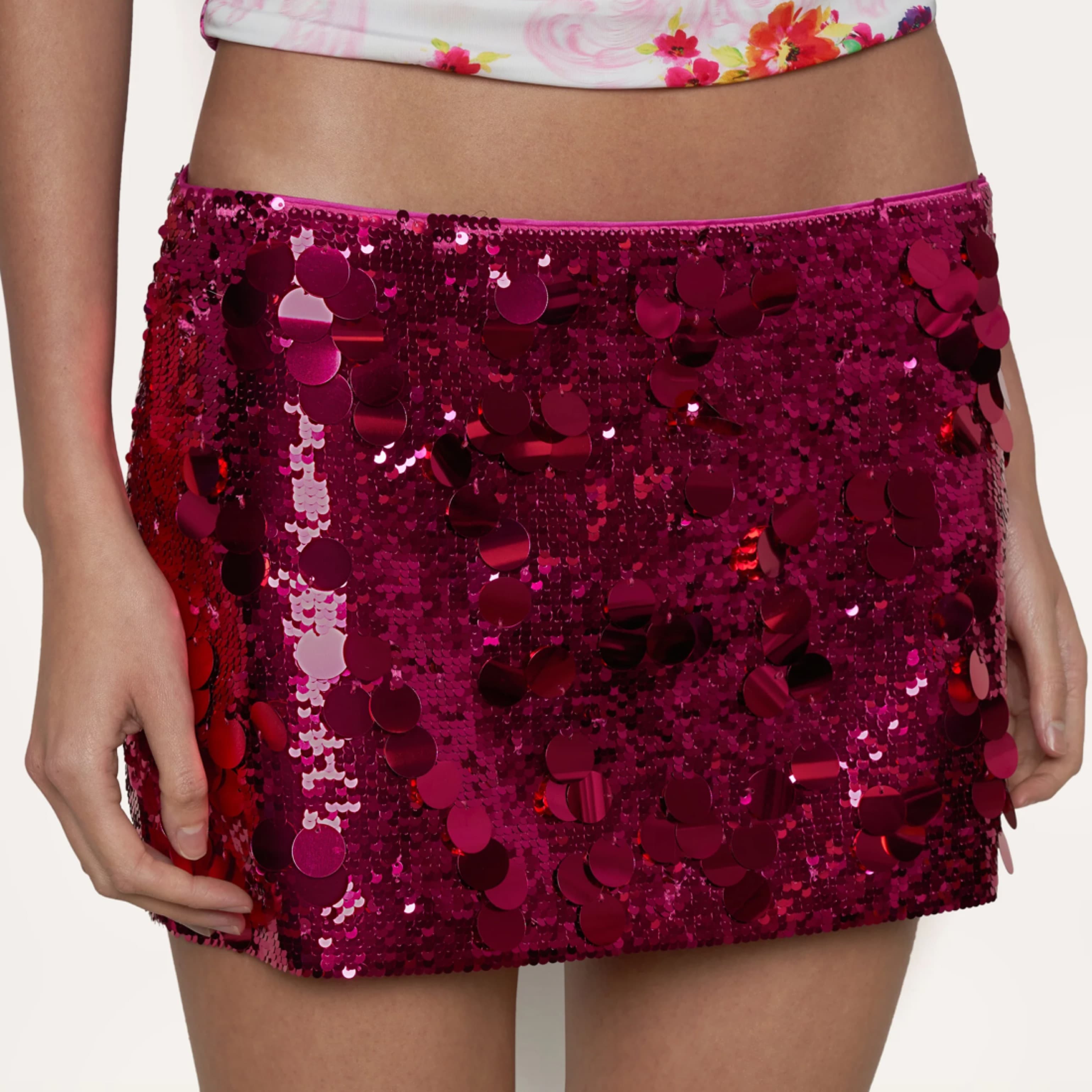 GUIZIO— Sequin Low Rise Paillette Skirt - Image 1