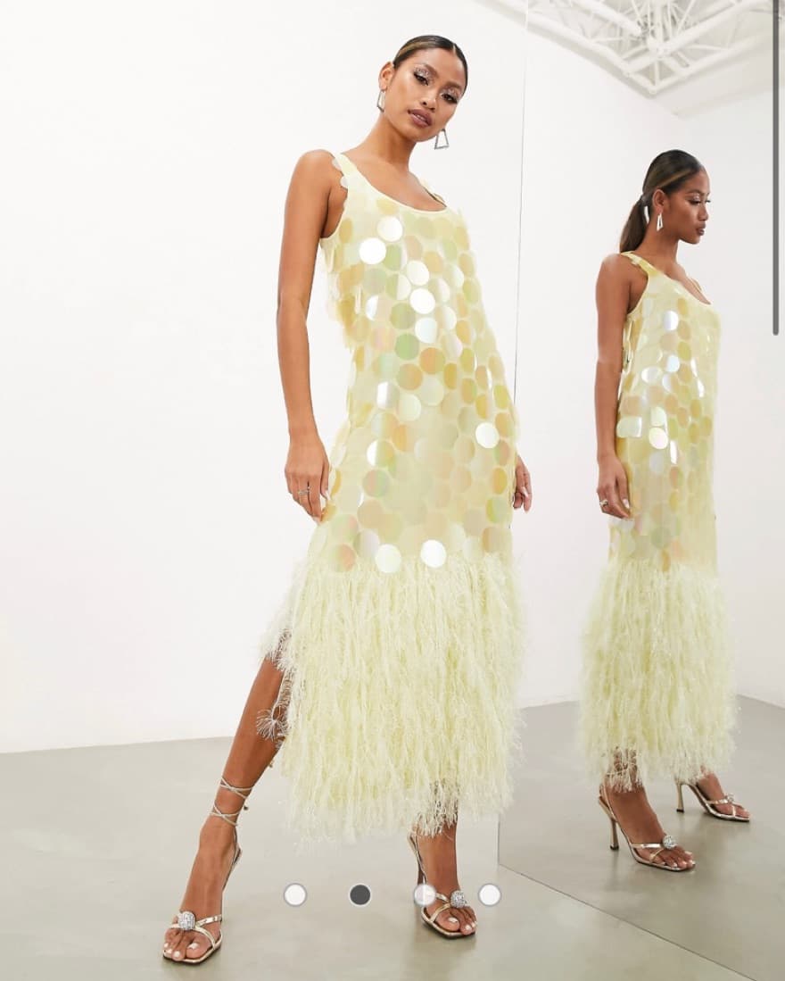 Partay Yellow Sequin Midi Dress - Image 2