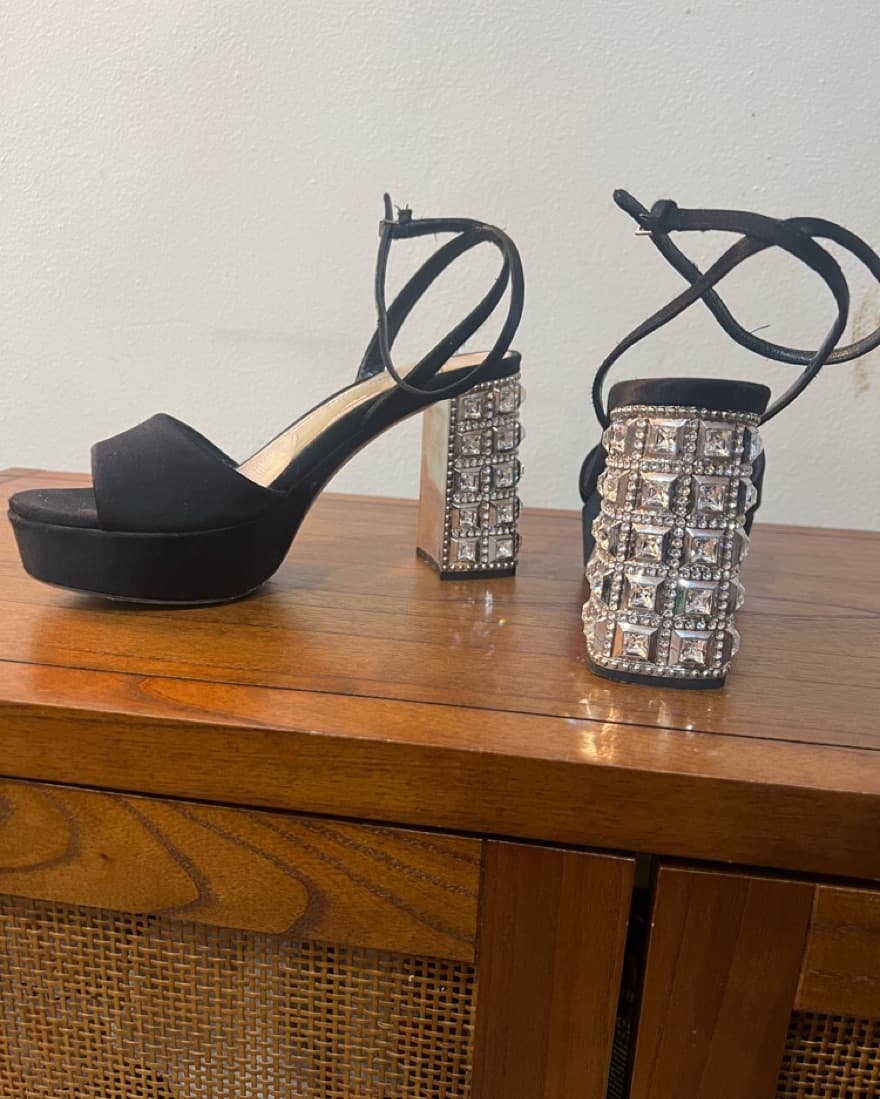Miu Miu rhinestone heel platform sandals - Image 2