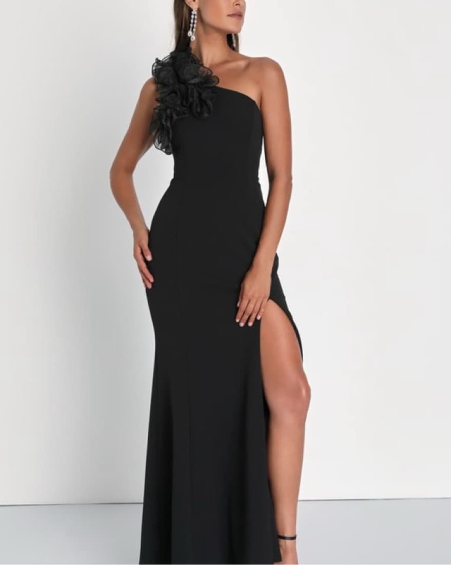 Black Lulus Floor Length Dress - Image 1