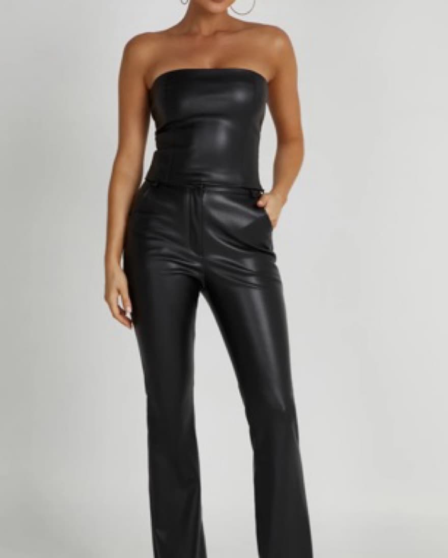 Pamela Faux Leather Strapless Crop Top - Image 3