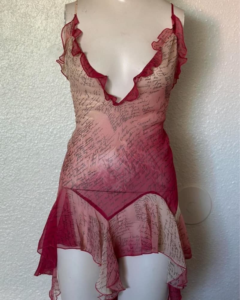 Sheer Flowy Asymmetrical Hem Mini Dress - Image 2