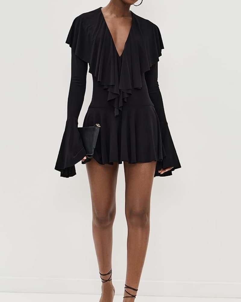 Norma Kamali Ruffle Mini Dress S - Image 3