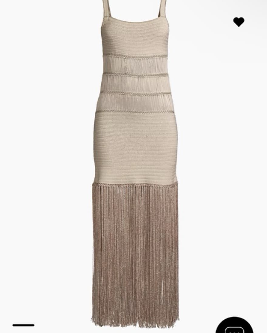 My Beacy Side Fringe Beige Maxi Dress - Image 1