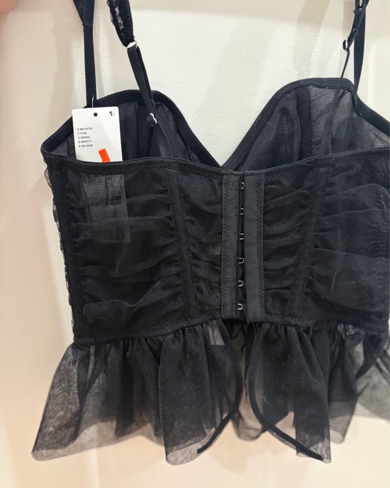 Elegant Black Mesh Peplum Top - Image 5