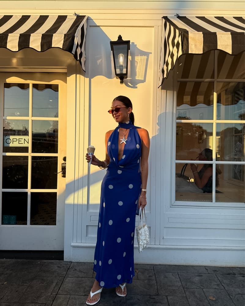 Zara blue polka dot dress - Image 1