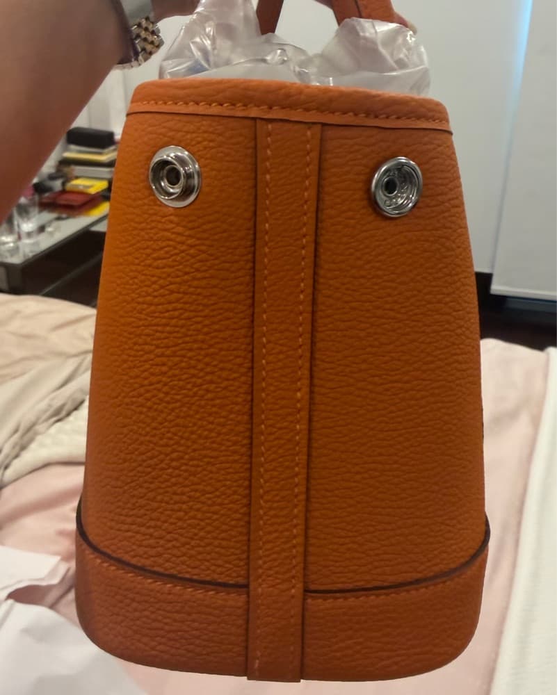 Hermes Orange Leather Tote Bag - Image 4