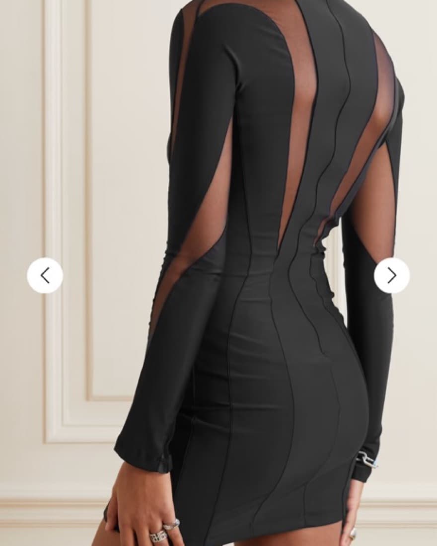 600$ Mugler Mesh And Black Mini Dress - Image 4