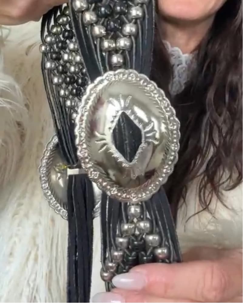 Black Fringe Suede Vintage Belt - Image 4