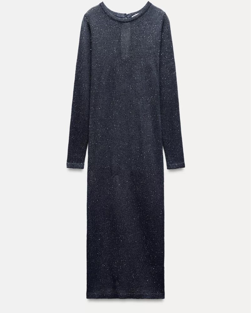 zaSparkling Navy Sequin Midi/ maxi Dress - Image 1