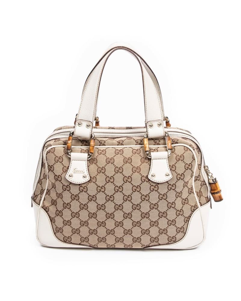 Vintage Gucci Bamboo Canvas Handbag - Image 6