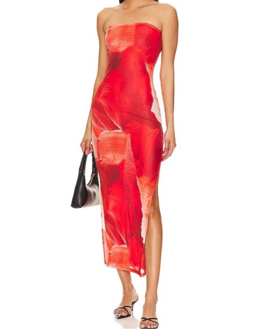 Revolve Orange/red Strapless Dress - Image 1