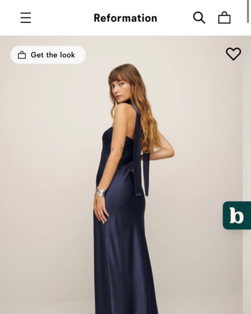 Reformation oren silk Dress Navy - Image 2