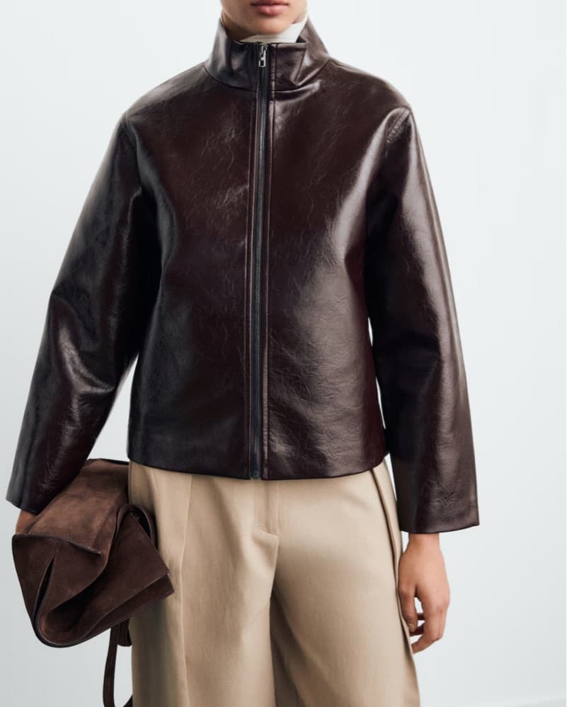 Mango Textured Brown Jacket   - Image 1