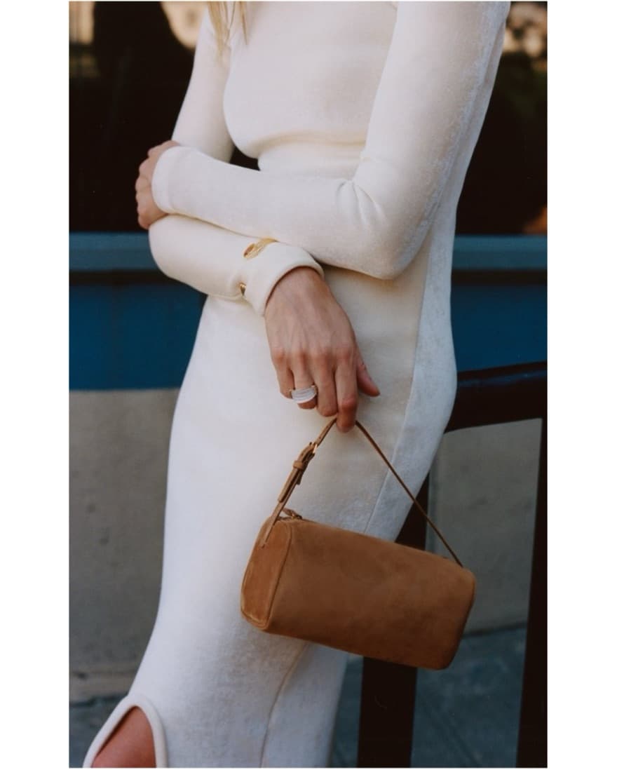 Asymmetric Velvet Midi Dress with Slit - Image 3