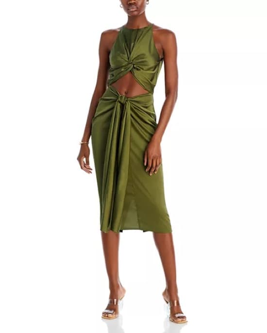 Andrea Iyamah Reni Knotted Satin Dress - Image 3