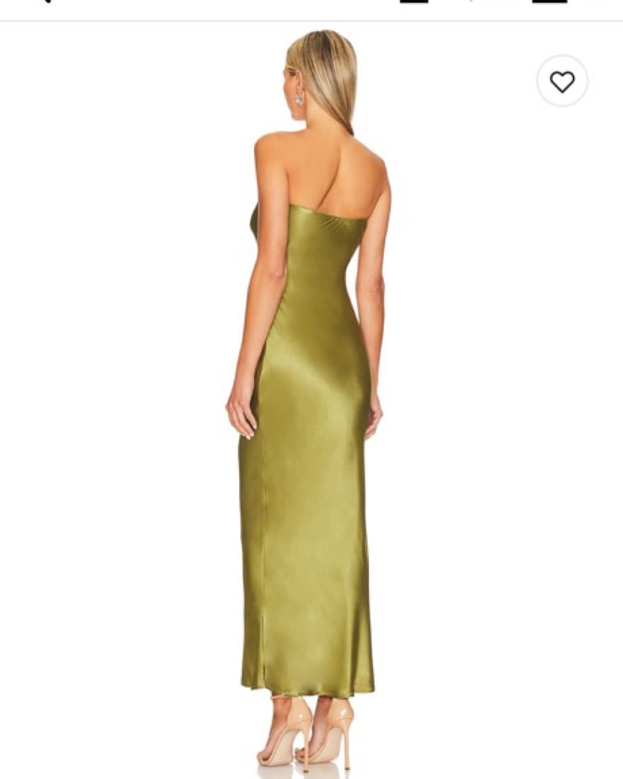 SNDYS Olive Satin Midi Dress - Image 2