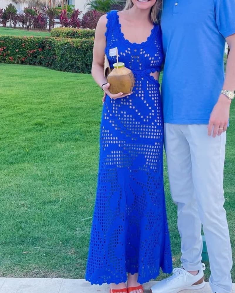 Maxi Blue Crochet Maxi Dress - Image 1