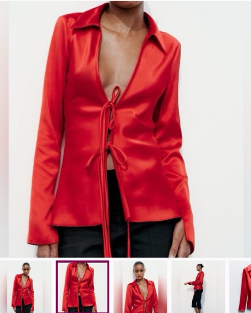 Zara Red Satin Tie Top - Image 1