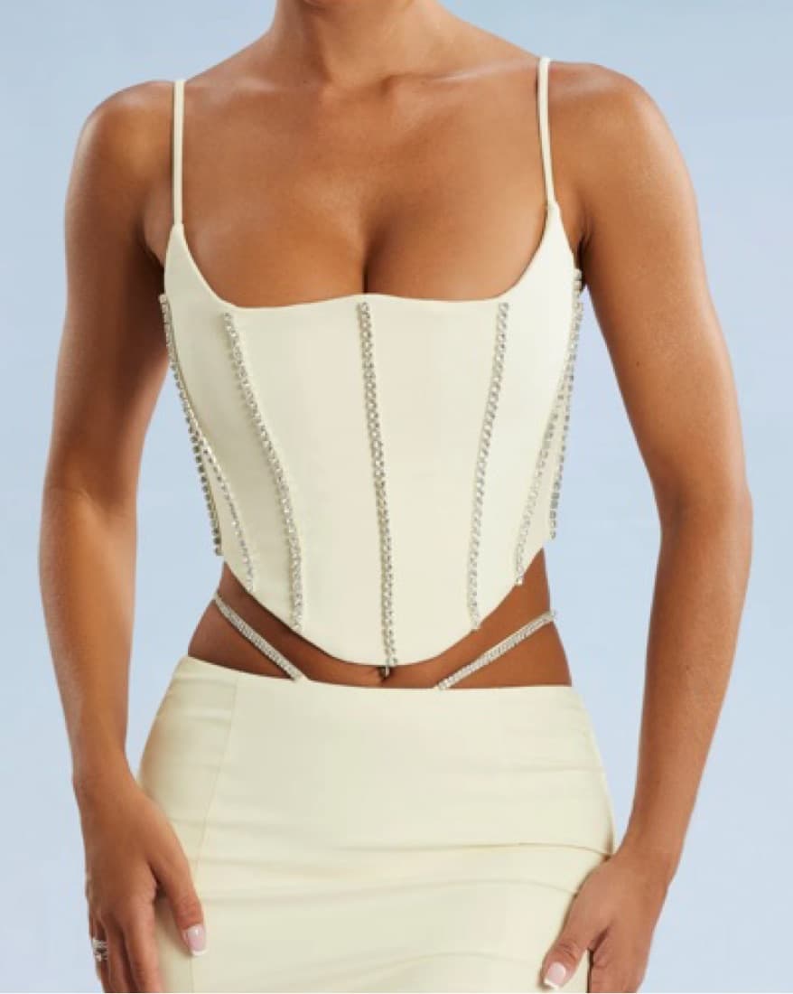 White Embellished Corset Top - Image 1