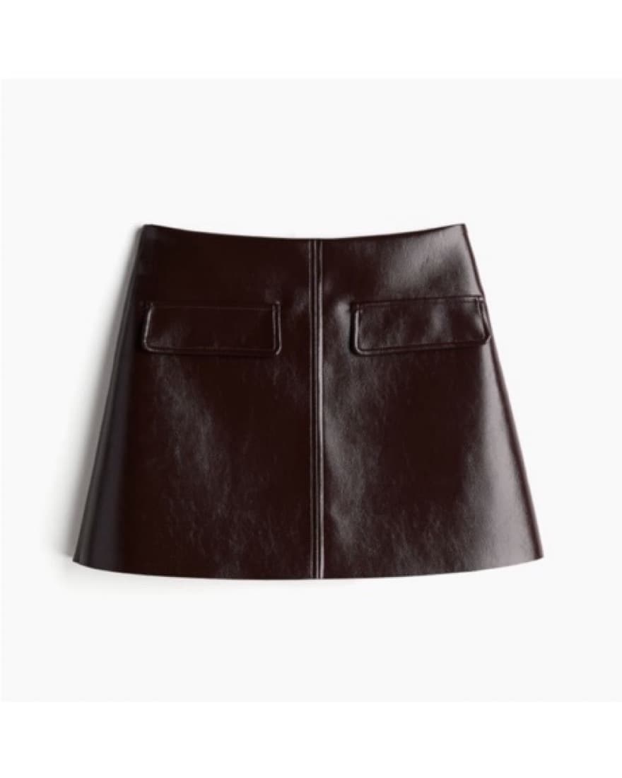 H&M Coated Mini Skirt Burgundy - Image 1