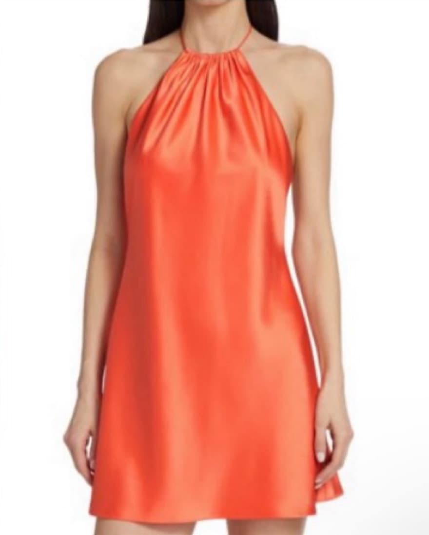 Vibrant Orange Halter Mini Dress - Image 1