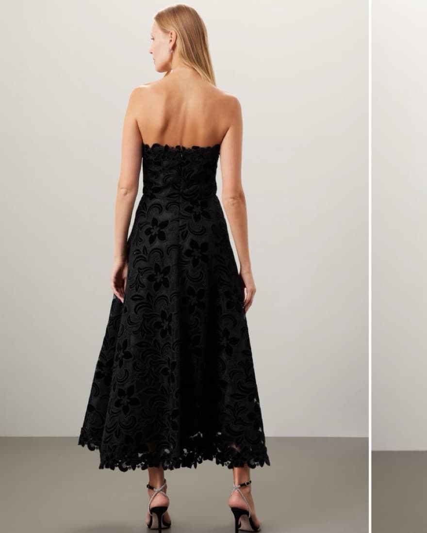 Shoshanna Black Strapless Midi Dress  - Image 2