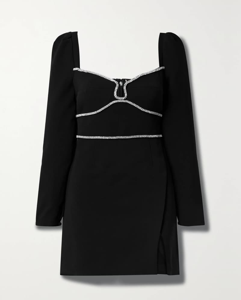 Chic Black Rhinestone Mini Dress - Image 2