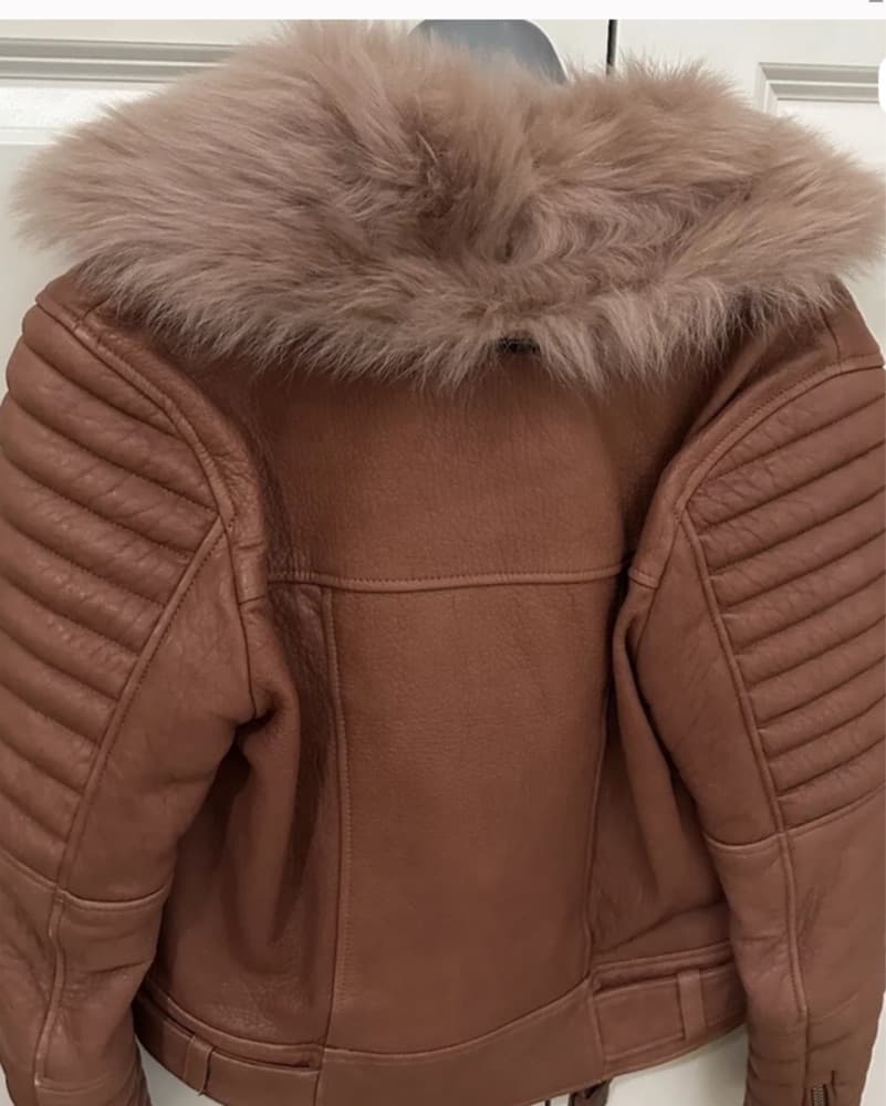 The Arrivals Nude Leather Biker Jacket  - Image 3