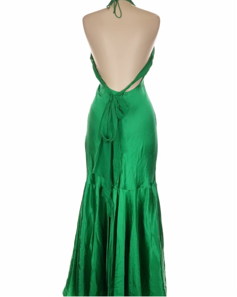 Vintage Silk Cache Halter Dress Size 8 - Image 2