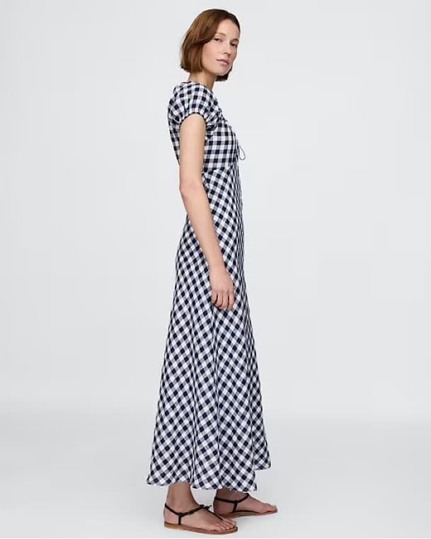 Gap × DÔEN 100% Linen Gingham Midi Dress - Image 3