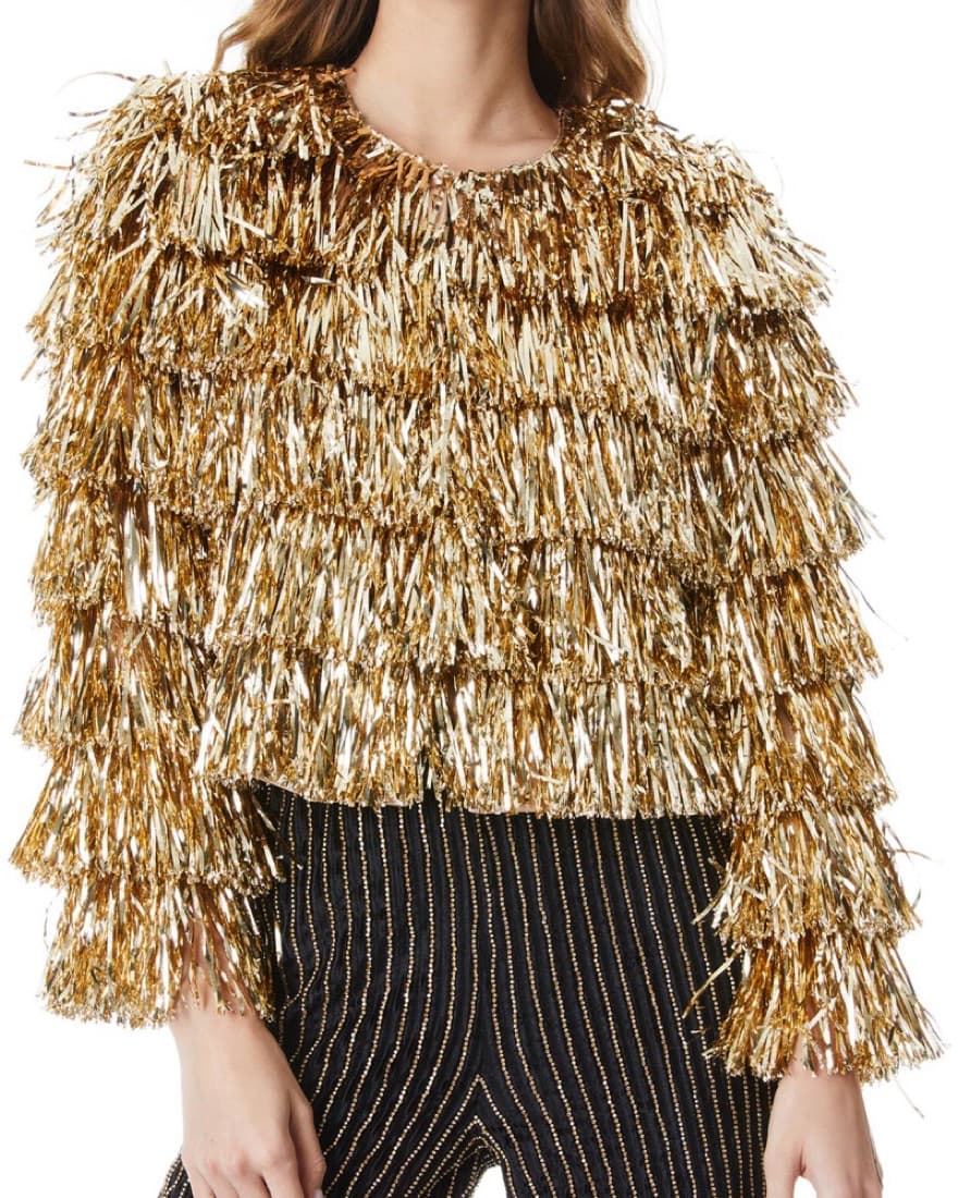 Alice and Olivia Gold Tinsel Jacket - Image 3