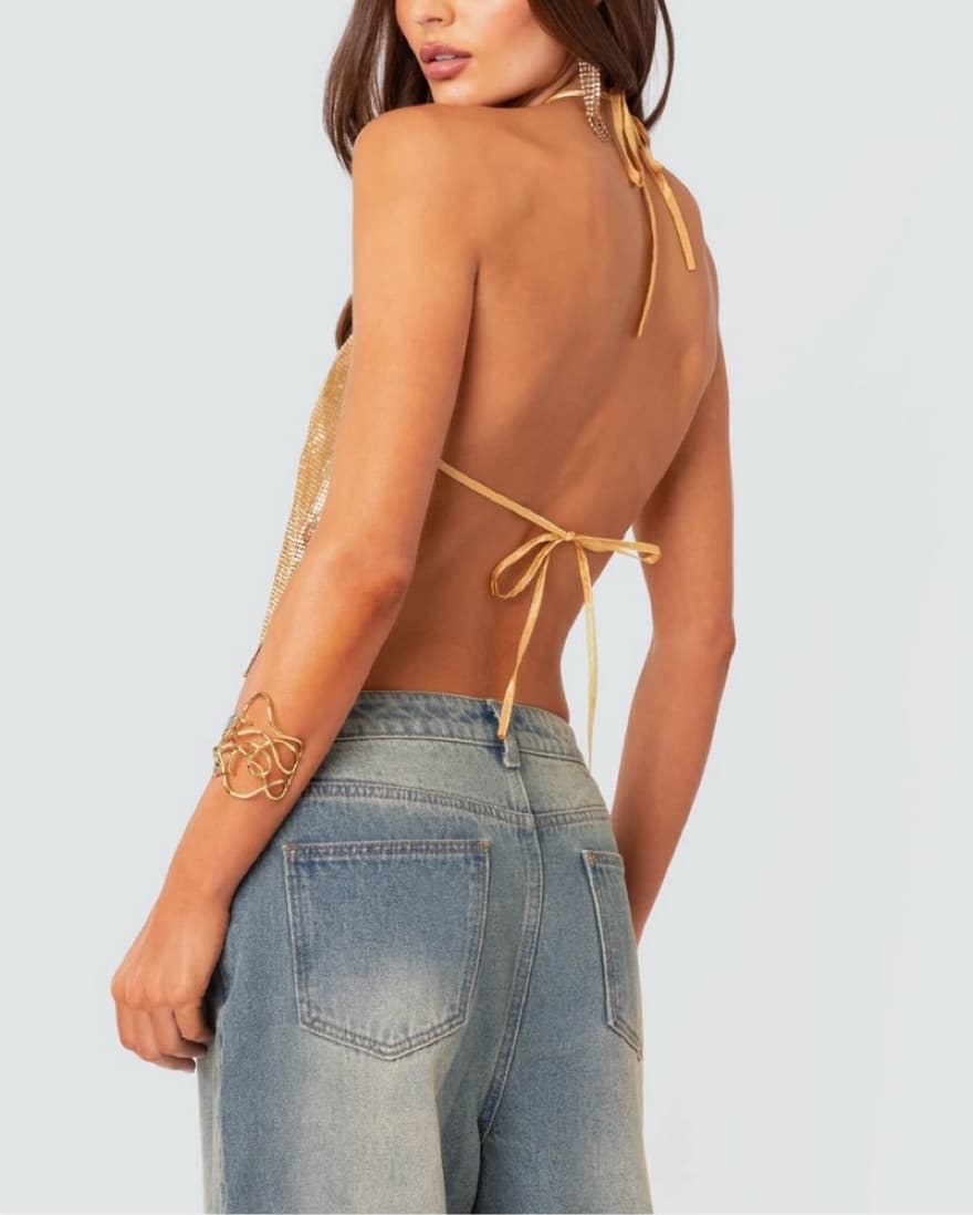 Gold Chainmail Open Back Top - Image 3