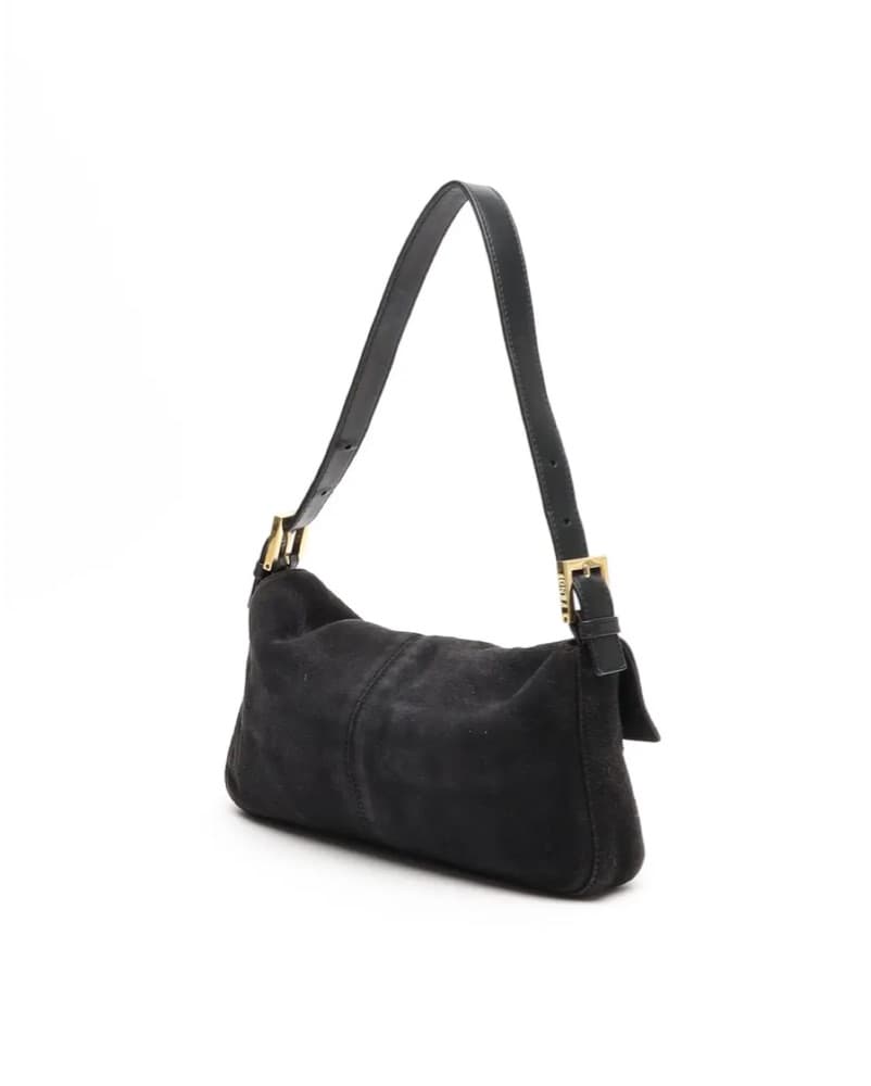 Fendi Baguette Black Suede Shoulder Bag - Image 3