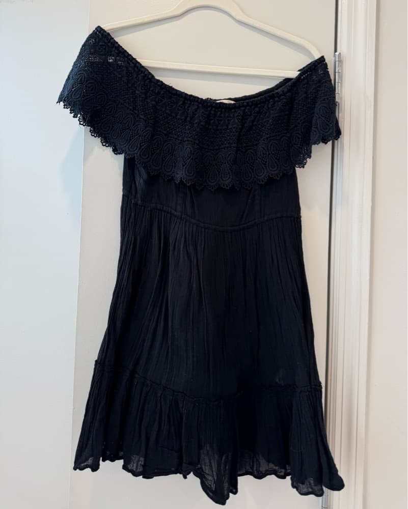 Loveshackfancy Black Off Shoulder Dress - Image 1