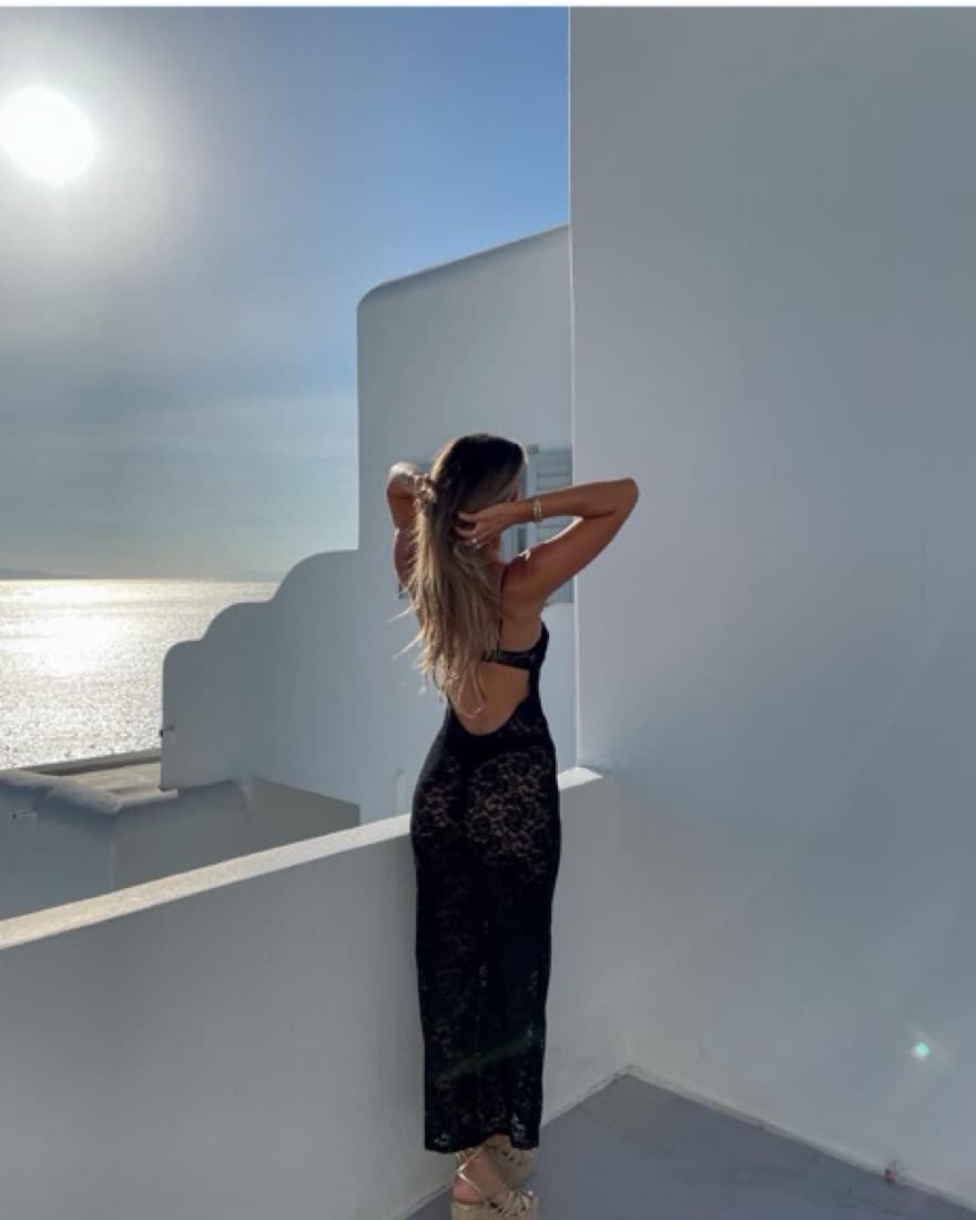 Backless Lace Black Maxi Dress - Image 4