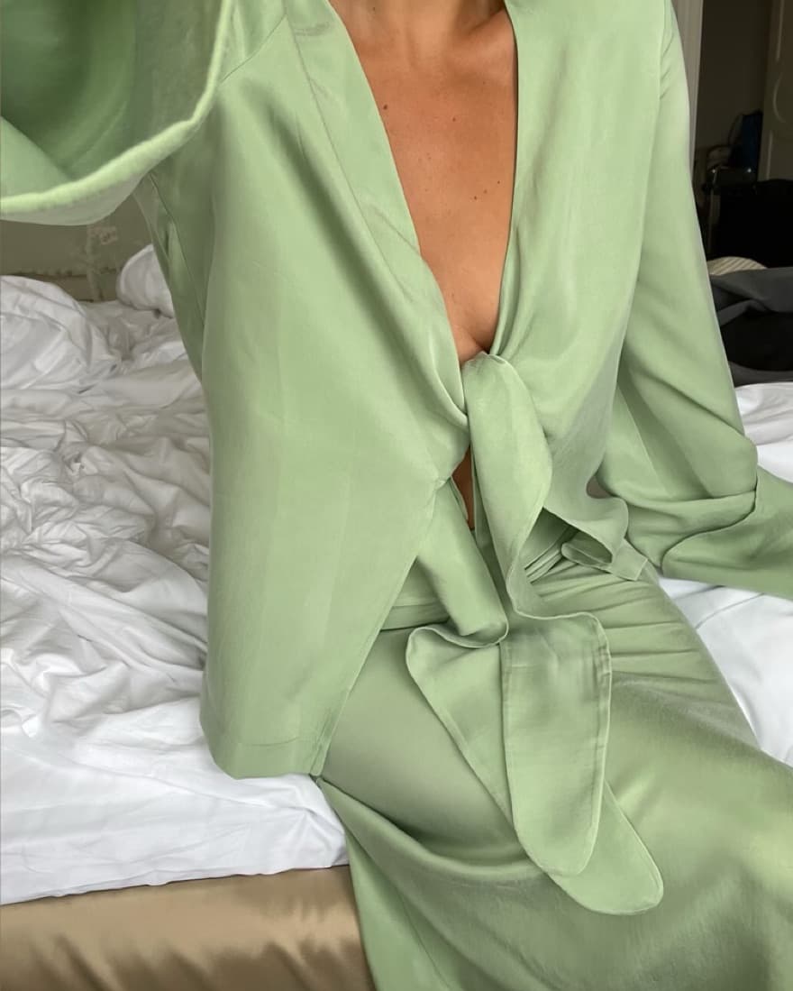 Green Djerf Avneue Tie Top - Image 1