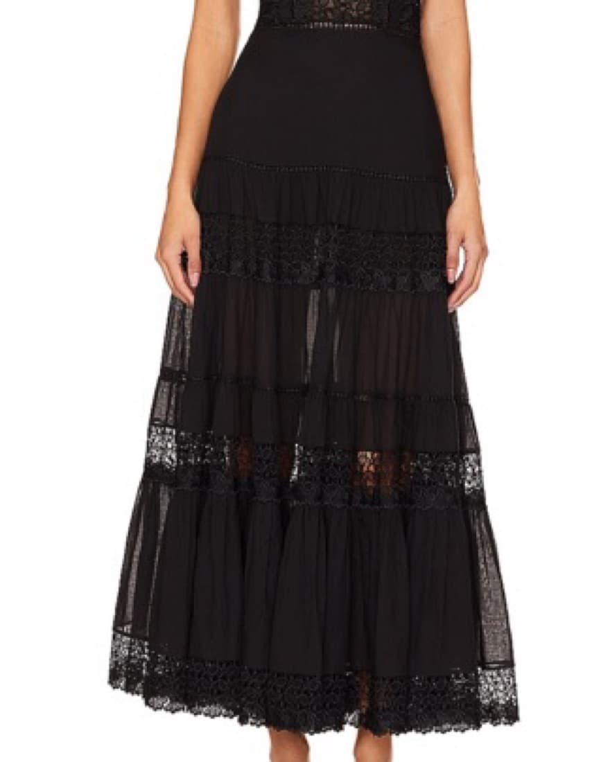 Charo Ruiz Black Lace Silk Maxi Skirt - Image 5
