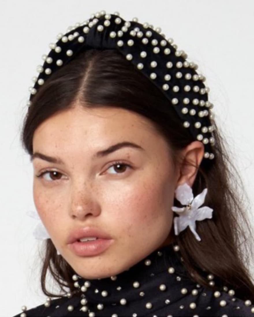 Lele Sadoughi Black & Pearl Headband - Image 2