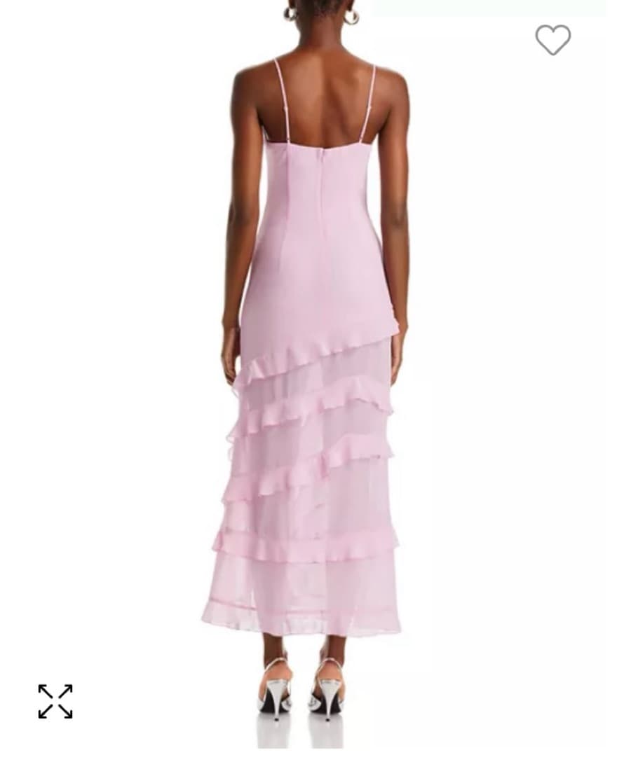 Pink Ruffle Semi Sheer Maxi Dress - Image 2